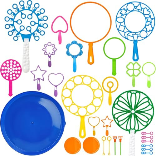 Seifenblasen Set für Kinder und Erwachsene, 30 Stücks großes Blases Zauberstabes Seifenblasenstab Zubehöre Set für Geburtstage, Partys, Hochzeiten