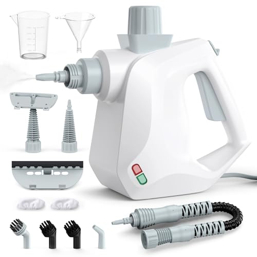 Tuocal Handheld Steam Cleaner, Portable Steam Cleaners for Cleaning, Hand Held Steam Cleaner with Safety Lock and 12 Accessory Kit to Car, Kitchen, Sofa, Floors And Windows