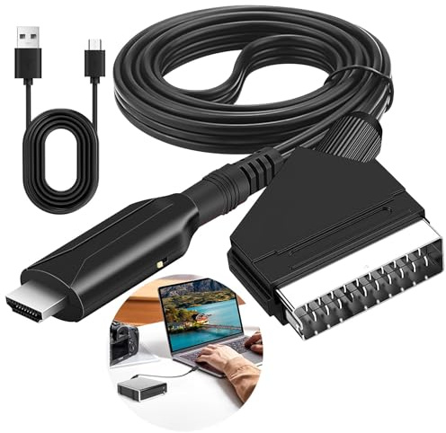 Scart auf HDMI Kabel Adapter, All in One Konverter SCART auf 1080p/720p HDMI Wandler Video Audio Adapter SCART Eingangskabel aufHDMI Ausgangsanschluss für HDTV STB VHS Xbox PS3 Sky DVD Blu-ray usw
