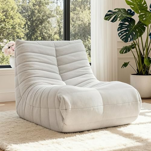 HealthRelife Bean Bag - Sedia in stile Togo con memory foam, per adulti, comodo divano da pavimento per soggiorno, camera da letto, gaming e ufficio (beige)