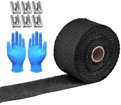 Värmeskyddstejp – 10 m avgasisoleringsrulle, kraftigt isoleringslager, brandsäkert glasfiberomslag | skyddskåpa för bil lastbil motor ljuddämpare turbocharger avgasrör