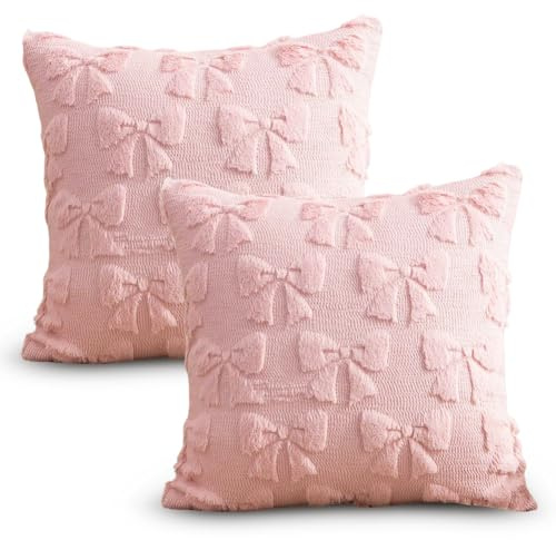 OZXVXZO 2 Pezzi Federe Cuscini Divano Rosa 45x45 Cuscini per Divano in Pelliccia Sintetica Morbida Soffice Cuscino Decorativo Cuscino per Soggiorno Divano Camera da Letto Arredamento