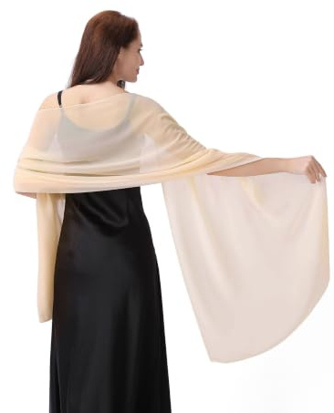 CHUNG Women Solid Shawl Chiffon Soft Wraps Lightweight Elegant Long Scarf Wedding Party Gift Gown Accessories Evening Dresses