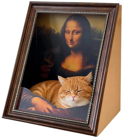 Mona Lisa Planche À Gratter pour Chat, Griffoir en Carton Ondulé pour Chats D'intérieur, Tapis À Gratter pour Chat, Protection des Meubles, Grotte À Chats pour Chambre À Coucher, Salon, 42x35x53cm