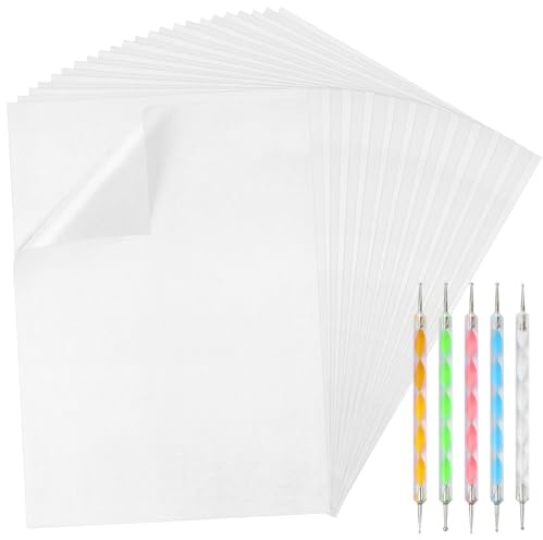 CHRORINE Juego de 200 hojas de papel de calco de carbono con 5 herramientas de puntos en relieve, papel de copia de transferencia para trazar dibujo en madera, lona, tela y otras superficies, tamaño