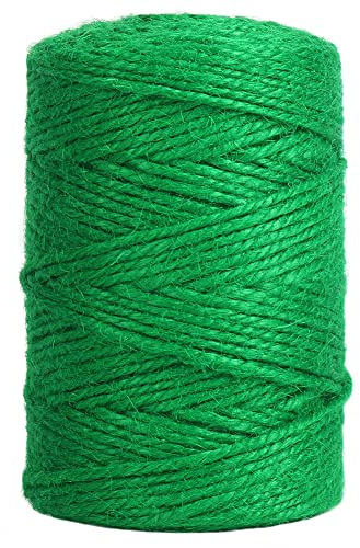 Vivifying 100m Garden Twine Green, 3mm Jute Twine String for Crafts, Gardening, Gift Wrapping, Packing, Christmas Decoration