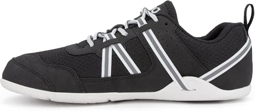 Xero Shoes Men’s Prio Suede Barefoot Athletic Sneaker, Black/White, 7