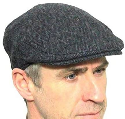 London Design Men's Flat Cap Grey Herringbone Wool 58-59cm