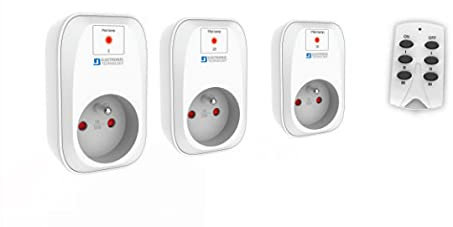 Gafild Juego de enchufes inalámbricos con mando a distancia 3 + 1, enchufe de radio simple inteligente con mando a distancia