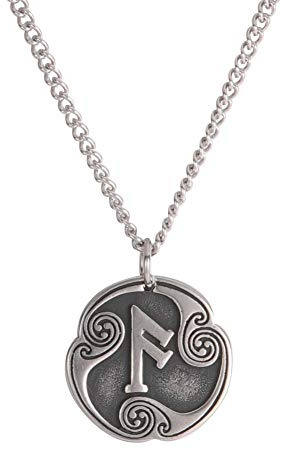 Amaxer Collar de 24 runas con talismán vikingo, joyería asatru, colgante pagano wiccano, runas nórdicas, collar de amuleto nórdico vintage para mujeres y hombres (Ansuz)