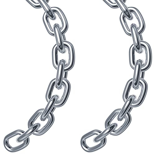 2 Pcs 1/4 x 23 inch Link Chain 304 Stainless Steel Coil Chain for Transport Tie Down Binder Chain Pulling Towing Hanging, Home, Camping, Pet Towing, 6mm