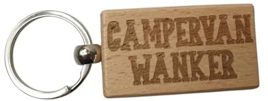 Decalarama Campervan Keyring Gift Campervan Wanker Cute Engraved Wooden Motorhome Key Fob Fun Novelty Nice Custom Key Chain Present