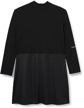Calvin Klein Mujer Vestido Plus Coated Milano A-Line Manga Larga, Negro (CK Black), XL