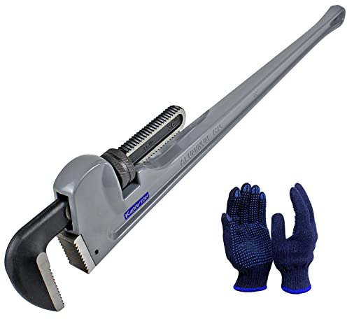 KARRYTON 36 Inch Aluminum Pipe Wrench, 6-1/4/158mm Adjustable Cr-Mo Jaw Opening Heavy Duty Aluminum Straight Handle Plumbing Wrenches, Perfect Plumbers Tool Exceed GGG Standard (36-INCH)