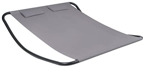 Hortan Lettino Matrimoniale Prendisole con Seduta Ergonomica In Tessuto Textilene, Cuscino Poggiatesta e Struttura A Dondolo In Acciaio Per Arredo Esterno, Giardino, Piscina e Terrazzo