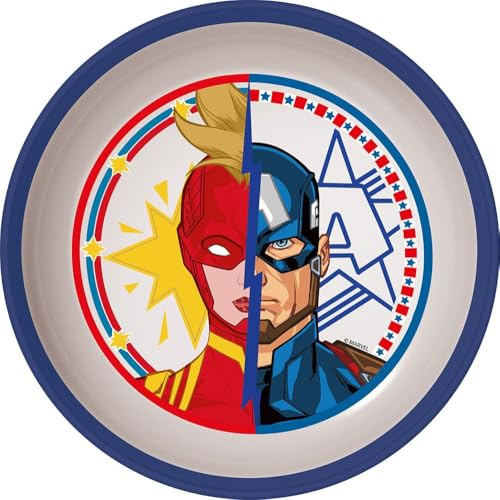 Tataway Marvel Avengers Captain America Captain Marvel blå och vit plast barnskål med halkfri bas