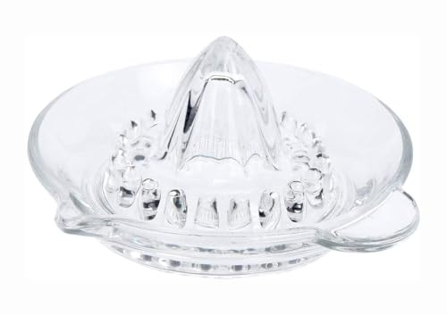 manuelle Glas Zitruspresse - Zitronen-Presse mit Ausgießer - ideal zum schnellen Entsaften von Zitrusfrüchten, wie Zitronen, Orangen, spülmaschinenfest (1x Zitruspresse Glas (14.5 cm))