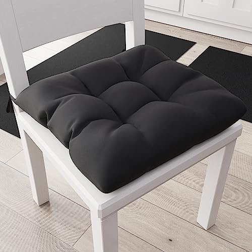 PETTI Artigiani Italiani - Cuscini per Sedia Cucina, Set 6 Cuscini per Sedie Cucina, Coprisedie Cucina in Cotone con Laccetti, Nero, 100% Made in Italy