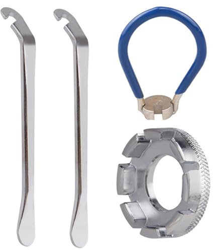 SUJEBKC 2 Pcs Speichenschlüssel Speichenspanner Speichenschlüssel Fahrrad Fahrrad Speichenschlüssel Fahrradspeichen Werkzeug Inklusive 2 Reifenheber Werkzeug Zum Einstellen Der Fahrrad-Spannung