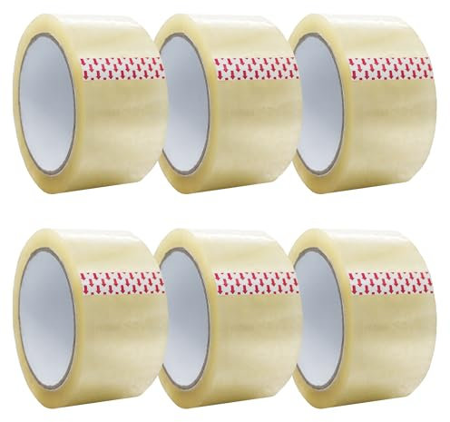 Goldstar Leisure GSL Heavy Duty Parcel Tape - 6 Rolls (48mm x 60m) - Strong Heavy Duty Clear Tape for Packing Boxes, Secure Packaging Tape for Moving House, long term storage, sticky (Clear, 6 rolls)