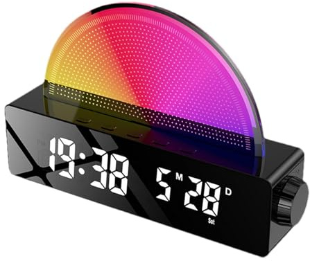Generico Alarmas al amanecer, despertador al amanecer, luz del despertador digital - Despertador inteligente, alarmas para dormitorios, pantalla multicolor para aquellos que tienen el sueño pesado,