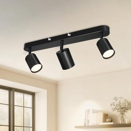 Dehobo Deckenstrahler LED 3 Flammig Schwenkbar 350° – GU10 Deckenlampe Spot Schwarz Moderne für Wohnzimmer, Schlafzimmer, Küche – Ohne Leuchtmittel