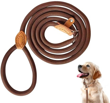 Retrieverkoppel med dragstopp, 180 cm lång, 1,4 cm brett, hundkoppel med halsband, justerbart träningskoppel hund, för hundar i alla storlekar