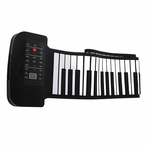Generic Rulla Upp Tangentbord Piano, Silikon 88 Tangenter Rulla Upp Pianotangentbord Handrulle Piano Pedagogisk med Beröringskontrollpanel Bärbar Tangentbord Vikbart för Nybörjare Lärande (88