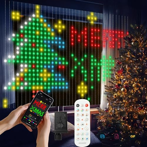 Ariswill Smart Curtain Lights 400 LED, LED Curtain Lights 6.6ft*6.6ft with APP&Remote IC Dynamic DIY Music Sync Fairy String Light for Bedroom Living Room Patio Halloween Chrismas Décor（Updated）