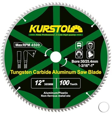 KURSTOL Lama Sega Circolare per Alluminio 305 x 30 mm (con anello 25,4 mm) 60 denti per Metalli non Ferrosi, Alluminio, Plastica