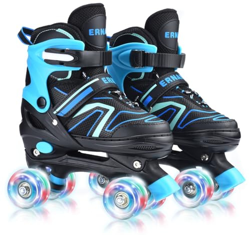 ERNAN Roller skates kids Roller boots,8 Light up Wheels and 4 Sizes Adjustable.Rollerskates for Kids Beginners, Suitable for Indoor Outdoor