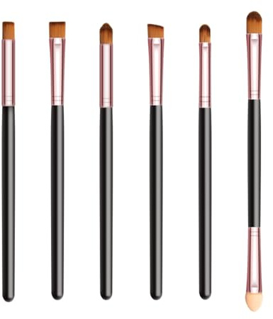 Lot de 6 pinceaux de maquillage professionnels pour les yeux, eyeliner, fard à paupières, sourcils, lèvres