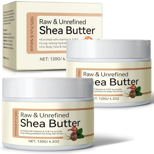 Sheasmör oraffinerad ekologisk och rå 120 ml, ekologiskt sheasmör rent sheasmör med vitaminerna A, E och F naturlig fuktkräm vegansk för alla hudtyper premium sheasmör för kosmetika (2)