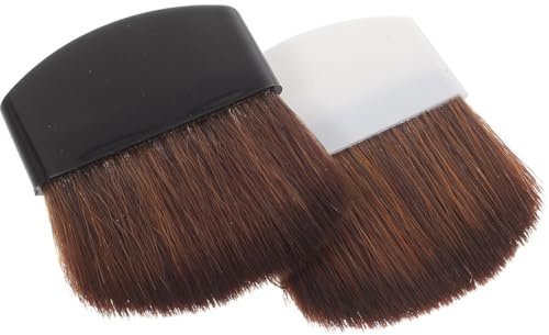 HOOWIFFY Set de 2 Brochas Profesionales para Maquillaje, Pinceles para Rubor y Base Cerdas Densas de Pelo de Caballo y Mango de Plástico, Portátiles y Resistentes
