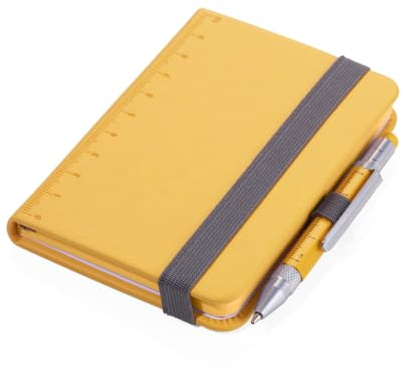 TROIKA LILIPAD+LILIPUT – NPP25/YE – Notizblock DIN A7 inkl. Kugelschreiber – Notizbuch – Lesezeichen – Lineal (10 cm) – FSC zertifiziertes Papier, perforierte Seiten, Punktraster – TROIKA-Original