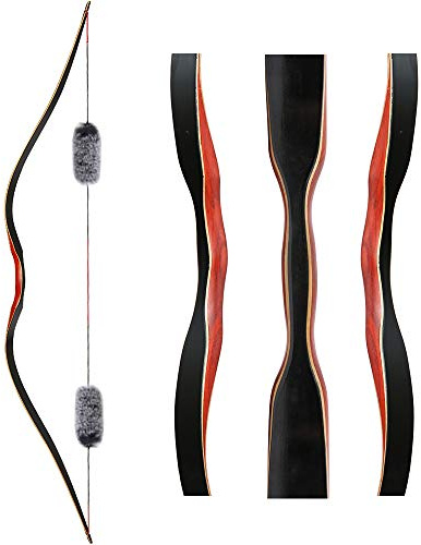 TOPARCHERY Archery 60'' Longbow Outdoor Hunting Recurve Bow and Arrow One Piece Traditional Wood Hunting Bow Right/Left Handed 40LBS with String Silencer
