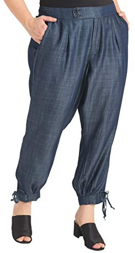Standards & Practices Plus Size Women's High Waisted Blue Tencel Ankle Tie Pants Size 2X