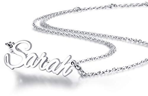 MissChic Namenskette, Silber Personalisierte Kette,18K Rosegold/Gold Vergoldet mit Name, Geschenk für Freuen, Herren, Freundin, Mutter, Schwester