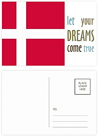 Dänemark Nationalflagge Europa Land Dream Come True Postkarten-Set Dankeskarte Versandseite 20 Stück