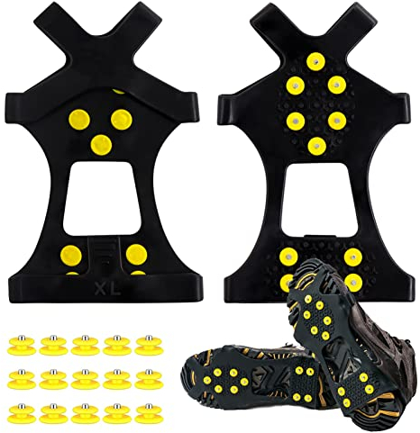 Spikes für Schuhe Winter, Anti Rutsch Schuhspikes, Schuhspikes mit Einem 15 Ersatz-Schneespikes, Steigeisen für Bergschuhe, Schuh Spikes Anti Rutsch, Schuhspikes Schuhkrallen für Winter Outdoor-Sport