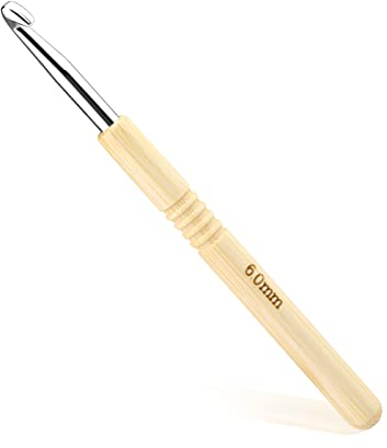 6 mm Häkelnadel, ergonomischer Griff für arthritische Hände, Holzgriff Häkeln extra leichte Stricknadeln für Anfänger und Häkelgarn (6 mm)