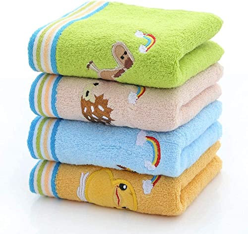 Norhogo 4 Stücke Kinder Handtuch Reine Baumwolle Cartoon Gestickte Kindertuch Kindertuch für Fitness,Heim, Strand, Pool, Salon, Bad, wohnheim, Hochzeit, Hotel, Spa Waschlappen 25 * 50cm