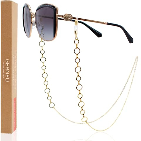 GERNEO® – Tokio – Premium Brillenkette & Brillenband in vielfältigen Farben aus 18 Karat Gold oder 925er Silber – mit kleinen Gliedern & Ringen (gold) – für Lesebrillen & Sonnenbrillen