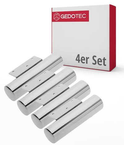 Gedotec Möbelfuß aus Metall | 4 Stück | Bahia | Tischbein verchromt | Füße für Möbel - Schutz vor Kratzern | Durchmesser: 40 mm | Kommodenfüße - Schrankfuß - Möbelbein - Schrank-Beine | Moderner Stil
