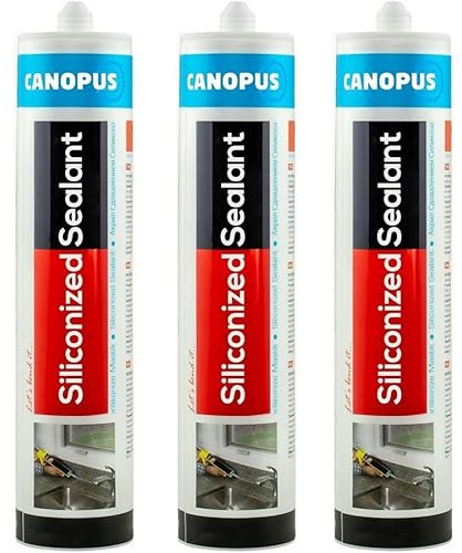 Canopus Waterproof Siliconised Acrylic Sealant, White 3 Pack 100% Solvent Free & Odorless Paintable Frame External Window Sealant for Filling Cracks and Gaps, Silicone Mastic