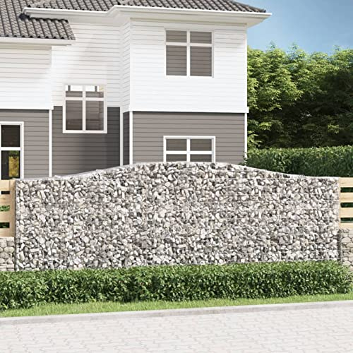 Chaduof Gabionen mit Hochbogen 6 STK Gabionenkörbe, Gabionen Hochbeet, Steinkorb, Gabionengitter, Kräuterspirale Für Garten, Drahtkorb Für Pflanzen, 400x50x140/160cm Verzinktes Eisen