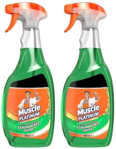 Mr Muscle Window & Glass Cleaner with Added Vinegar Streak Free Shine 750ml 2 Pack with Welari Thank You Card | 2 Pack | 2 x 750ml