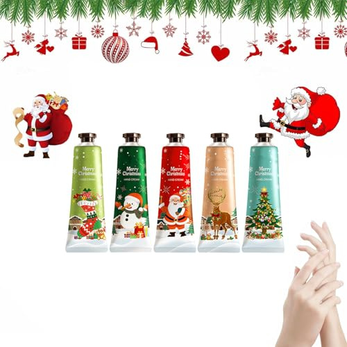 Noël Crèmes Mains Hydratantes, Noël Coffret Cadeau Femme, Crèmes pour Mains, Réparatrices et Hydratantes, Coffret Cadeau pour Saint-Valentin, Coffrets Cadeaus et d'Anniversairepour Noëls Femmes,5 Pcs