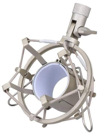 Abaodam Metal Anti-vibration Microphone Rack 46mm Clip Mic Mount Suspension Mic Holder for Studio Recording and Live Streaming Silver Universal