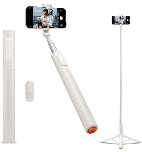 Spigen Automatischer Selfie Stick [WonderSnap] [Auto-Open] mit Bluetooth Fernbedienung Stativ kompatibel mit GoPro, iPhone 16/15/14/13 Serien, Galaxy S25/S24/S23 und Allen Smartphones – Dune Beige
